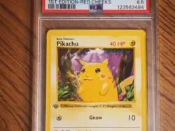 Pokemon 1999 1st Edition Shadowless Base Red Cheeks Pikachu card, PSA 8.5 - Image 2