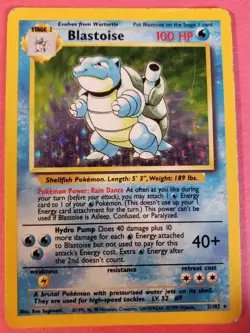 Blastoise 2/102 Base Set Pokemon Card Unlimited Holo Rare Moderate Heavy Play - Image 1