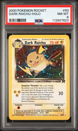 PSA 8 Dark Raichu Holo Secret Rare NM - MT #83 Rocket Set 2000 Pokemon 112807823 - Image 1