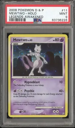 2008 Pokemon Legends Awakened Mewtwo Holo 11/146 PSA 9 Mint - Image 1