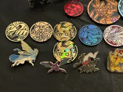 Pokemon Metal Pins, Plastic Coins, & Small Figurines Lot - Image 2