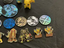 Pokemon Metal Pins, Plastic Coins, & Small Figurines Lot - Image 4