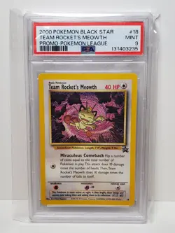Pokemon Black Star Promo Team Rocket's Meowth #18 PSA 9 - Pokemon League Promo - Image 1