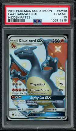 Pokemon PSA 10 Charizard GX SV49/SV94 Sun & Moon Hidden Fates Shiny Vault Mint - Image 1