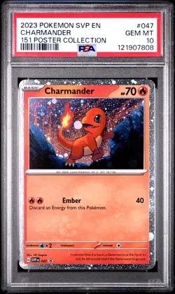 2023 POKEMON SVP EN-SV BLACK STAR PROMO 151 POSTER COLL #047 CHARMANDER PSA 10 - Image 1
