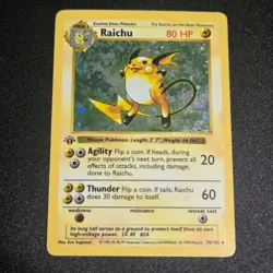 Pokemon TCG Base Set (Shadowless) First Edition Raichu (14/102) Moderate Play - Image 1