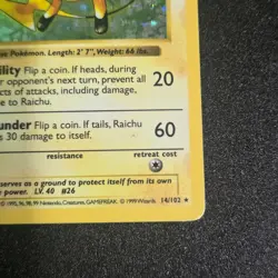 Pokemon TCG Base Set (Shadowless) First Edition Raichu (14/102) Moderate Play - Image 4