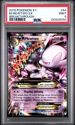 Pokemon M Mewtwo EX 64/162 Ultra Rare XY Breakthrough PSA 9 MINT - Image 1