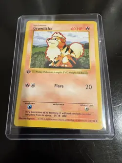 Pokemon TCG Growlithe Base Set 28/102 1st Edition Uncommon Card Shadowless - Image 1