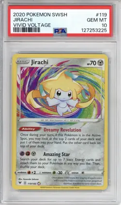 PSA 10 Jirachi Pokemon Amazing Rare Vivid Voltage 119/185 - Image 1