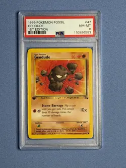 Pokemon Geodude 1st Edition Fossil Regular Card 47/62 PSA 8 - Image 1