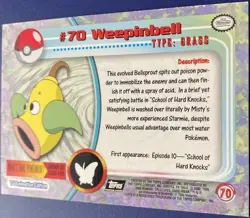 WEEPINBELL Pokemon Topps Black Logo TV Animation Edition Holo FOIL Textured NM - Image 2