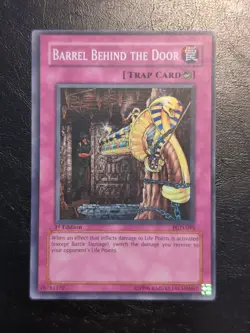 Yu-Gi-Oh! SUPER RARE HOLO CARD BARREL BEHIND THE DOOR PGD-095 1ST VLP - Image 1