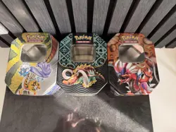 Pokemon Tins Only x3 - Paldean Fates, Paradox Rift, Paldea Legends - No Cards. - Image 1