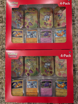 2x LOT - Pokemon 4 Mini Tins + 4 Promo Cards Bundle Sam's Club Exclusive New - Image 1