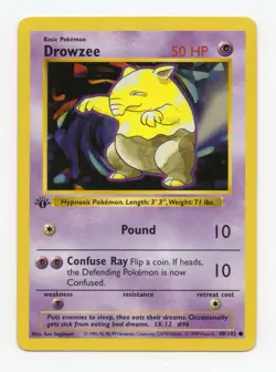 Pokemon TCG Drowzee 1st Edition Shadowless Base Set Card 49/102 MP - Image 1