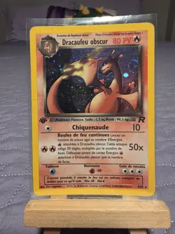 Pokemon Dracaufeu Obscur French Dark Charizard 1st Edition Holo 4/82 HP Card Vtg - Image 1