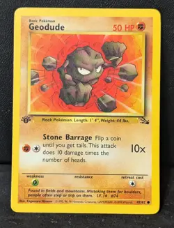 1st Edition Geodude 47/62 - Fossil Set - Pokemon Card - Image 1