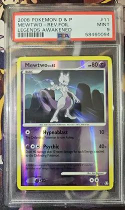 Pokemon PSA 9 MINT Mewtwo Reverse Foil Rare - 2008 Legends Awakened 11/146 - Image 1