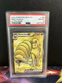 Ninetales Ex 186 Ultra Rare Pokemon 2023 Pokemon Mew En-151 PSA 8 - Image 1