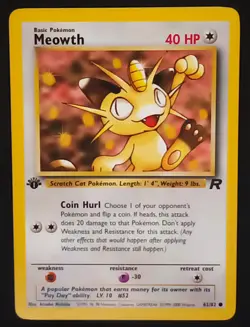 Pokemon TCG Meowth #62 1st Edition Pokemon Team Rocket - Lightly Played - Image 1