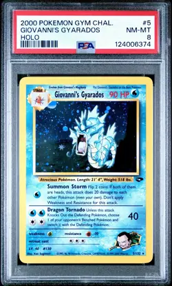 2000 POKEMON GYM CHALLENGE HOLO RARE #5 GIOVANNI'S GYARADOS PSA 8 NM ENGLISH - Image 1