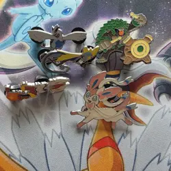 Lot Of 5 Authentic Pokemon Collector Trading Pins Lugia, Sylveon & S&S Starters - Image 1