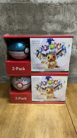 Two (2) Pokemon Sam’s Club Prismatic Evolutions ETB and Pokeball Bundle Sealed - Image 1
