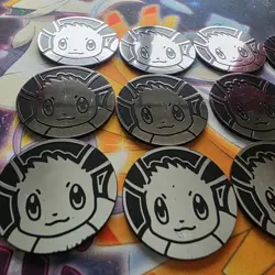 Pokemon TCG Official Flip Coins Eevee Lot Of 12 Jumbo & Lot 4 - Image 2