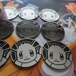 Pokemon TCG Official Flip Coins Eevee Lot Of 12 Jumbo & Lot 4 - Image 3