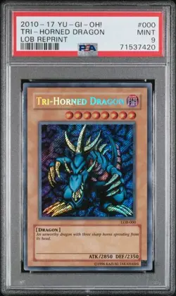 Yu-Gi-Oh! 2002 LOB-000 Tri-Horned Dragon PSA 9 MINT - Image 1