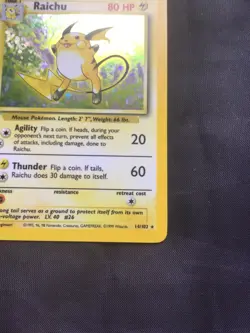 Pokemon Cards: Base Set Rare Holo: Raichu 14/102 - Image 5