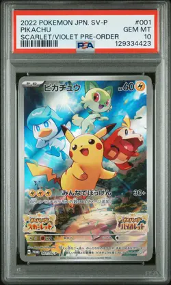PSA 10 Pikachu 001/SV-P Scarlet & Violet Pre-order Pokemon Japanese Card - Image 1