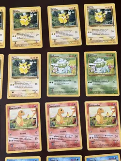 28 Vintage Pokemon Cards, Kanto Starters Pikachu/Charmander/Bulbasaur/Squirtle - Image 3