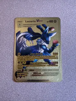 Pokemon Lucario VMAX Gold Metal Fan Art Card Limited Edition Collectible - Image 1