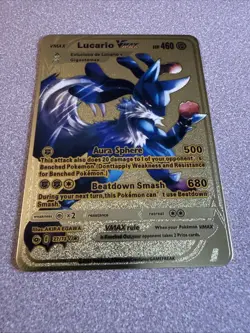 Pokemon Lucario VMAX Gold Metal Fan Art Card Limited Edition Collectible - Image 2