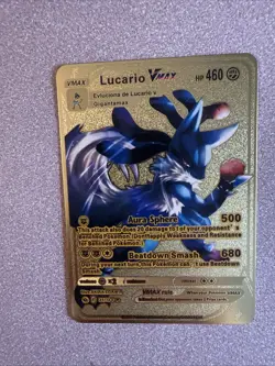 Pokemon Lucario VMAX Gold Metal Fan Art Card Limited Edition Collectible - Image 3