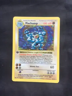 Pokemon Cards: Base Set 1st Edition Rare Holo: Machamp 8/102 - Image 1