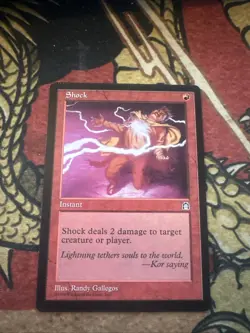 Mtg Magic Stronghold Shock Misprint Error Crimp Card - Image 1