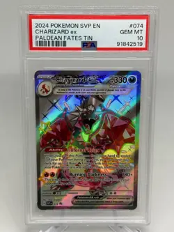 2024 Pokemon SVP EN Charizard EX Paldean Fates Tin Promo Card #074 PSA 10 GEM MT - Image 1