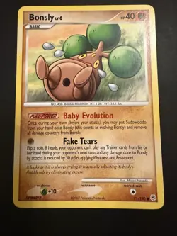 Pokemon TCG Bonsly Card 71/130 Diamond and Pearl Common LP Condition - Image 2