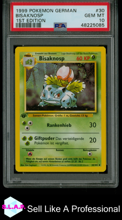 BISAKNOSP 1ST EDITION POKEMON GERMAN 1999 30 PSA 10 - Image 1
