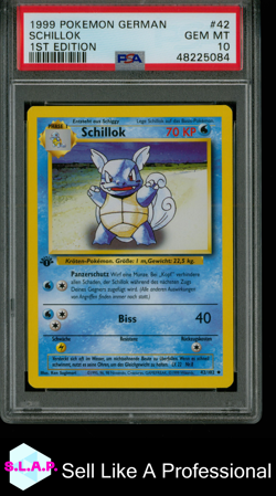 SCHILLOK 1ST EDITION POKEMON GERMAN 1999 42 PSA 10 - Image 1