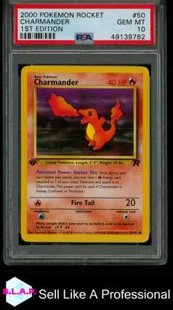 CHARMANDER 1ST EDITION POKEMON ROCKET 2000 50 PSA 10 - Image 1