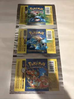 POKEMON BASE SET PACK WRAPPER UNCUT SHEET FULL ART SET FRAMED - Image 1