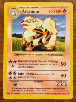 Pokemon Shadowless Base Set Arcanine 23/102 - Image 1