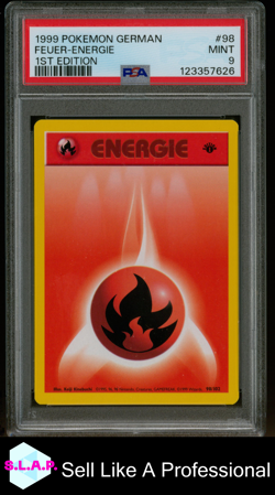 FEUER-ENERGIE 1ST EDITION POKEMON GERMAN 1999 98 PSA 9 - Image 1