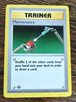 Pokemon Maintenance 83/102 1st Edition Shadowless Base NM - Image 1