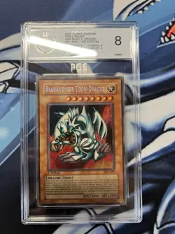 YuGiOh 2002 Blue-Eyes Toon Dragon SRL-G000 PGS 8 1st Edition Secret Rare German - Image 1