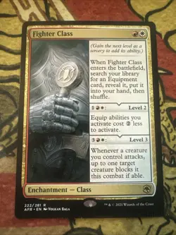 Mtg Magic Misprint Error Forgotten Realms Fighter Class Crimp Card - Image 1